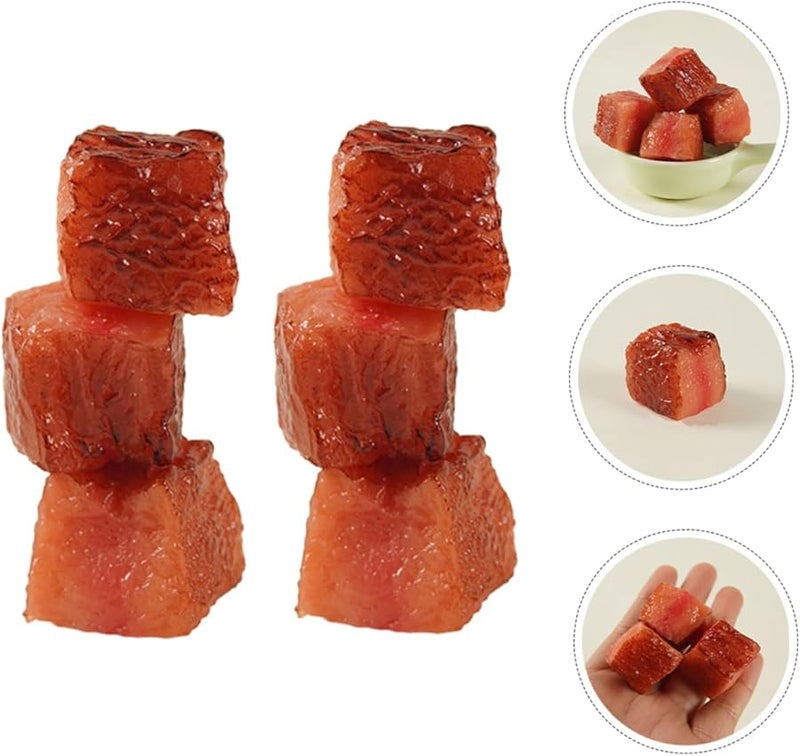 6Pcs Realistic Fake Beef Cube Model Artificial Meat Kitchen Decoration Photography Props - Image 4
